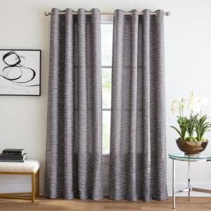 imageMartha Stewart Grey Light Filtering Window Curtains for Living Room or Bedroom  50 x 95  Textured Panels  Grommet Top  Set of 2Charcoal