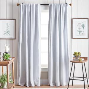 imageMartha Stewart Lido Linen Blackout Foam Lined Rod PocketBack Tab Window Curtain Panel Pair 84 WhiteWhite