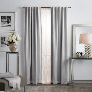 imageMartha Stewart Park Avenue Metallic Blackout Back Tab Window Curtain Panel Pair 84 BlushSilver
