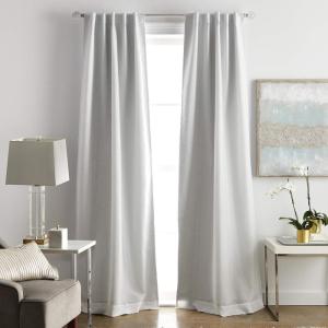 imageMartha Stewart Park Avenue Metallic Blackout Back Tab Window Curtain Panel Pair 84 BlushWhite