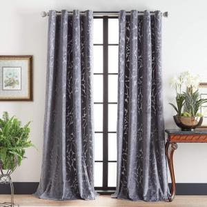 imageMartha Stewart Sherwood Velvet Grommet Window Curtain Panel Pair 84 TealGrey