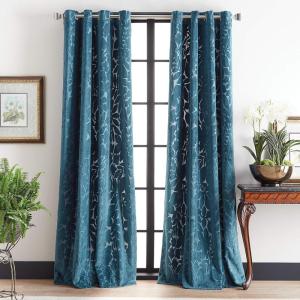 imageMartha Stewart Sherwood Velvet Grommet Window Curtain Panel Pair 84 TealTeal