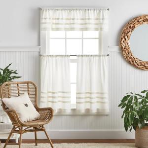 imageMartha Stewart Waters Edge Tufted 3Piece Window Curtain Valance amp Tiers Set 36 White
