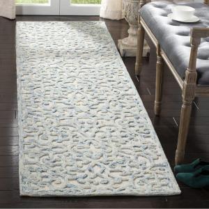 imageMartha Stewart x SAFAVIEH Area Rug Collection  8 x 10 Blue amp Ivory Handmade Wool Ideal for Living Room Bedroom Office Dining Space MSR3513BBlueIvory