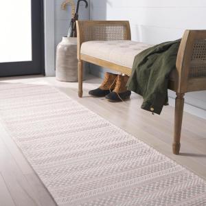 imageMartha Stewart x SAFAVIEH Area Rug Collection  8 x 10 Taupe amp Beige Cotton Ideal for Living Room Bedroom Office Dining Space MSR412EPinkIvory