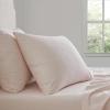 imageMartha Stewart  Queen Size Sheet Set Crisp amp Tailored Sheets with a Smooth Cotton Percale Feel  Striped Bed Sheets with Matching Pillowcases amp Fitted Sheet Leaf Stripe PinkSmall Gingham Pink