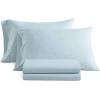 imageMartha Stewart  Queen Size Sheet Set Crisp amp Tailored Sheets with a Smooth Cotton Percale Feel  Striped Bed Sheets with Matching Pillowcases amp Fitted Sheet Leaf Stripe PinkStripe Blue