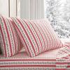 imageMartha Stewart  Queen Size Sheet Set Crisp amp Tailored Sheets with a Smooth Cotton Percale Feel  Striped Bed Sheets with Matching Pillowcases amp Fitted Sheet Leaf Stripe PinkRose Ribbon Red