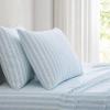 imageMartha Stewart  Queen Size Sheet Set Crisp amp Tailored Sheets with a Smooth Cotton Percale Feel  Striped Bed Sheets with Matching Pillowcases amp Fitted Sheet Leaf Stripe PinkLeaf Stripe Blue