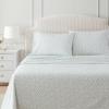 imageMartha Stewart  Queen Size Sheet Set Crisp amp Tailored Sheets with a Smooth Cotton Percale Feel  Striped Bed Sheets with Matching Pillowcases amp Fitted Sheet Leaf Stripe PinkKennedy Floral Green