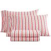 imageMartha Stewart  Queen Size Sheet Set Crisp amp Tailored Sheets with a Smooth Cotton Percale Feel  Striped Bed Sheets with Matching Pillowcases amp Fitted Sheet Leaf Stripe PinkRose Ribbon Red