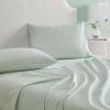 imageMartha Stewart  Queen Size Sheet Set Crisp amp Tailored Sheets with a Smooth Cotton Percale Feel  Striped Bed Sheets with Matching Pillowcases amp Fitted Sheet Leaf Stripe PinkLeaves Green