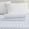 imageMartha Stewart  Queen Size Sheet Set Crisp amp Tailored Sheets with a Smooth Cotton Percale Feel  Striped Bed Sheets with Matching Pillowcases amp Fitted Sheet Leaf Stripe PinkLeaf Trellis Beige