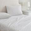 imageMartha Stewart  Queen Size Sheet Set Crisp amp Tailored Sheets with a Smooth Cotton Percale Feel  Striped Bed Sheets with Matching Pillowcases amp Fitted Sheet Leaf Stripe PinkLeaf Trellis Beige