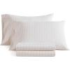 imageMartha Stewart  Queen Size Sheet Set Crisp amp Tailored Sheets with a Smooth Cotton Percale Feel  Striped Bed Sheets with Matching Pillowcases amp Fitted Sheet Leaf Stripe PinkDitsy Vine Pink