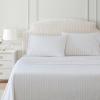 imageMartha Stewart  Queen Size Sheet Set Crisp amp Tailored Sheets with a Smooth Cotton Percale Feel  Striped Bed Sheets with Matching Pillowcases amp Fitted Sheet Leaf Stripe PinkLeaf Stripe Pink