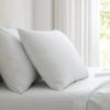 imageMartha Stewart  Queen Size Sheet Set Crisp amp Tailored Sheets with a Smooth Cotton Percale Feel  Striped Bed Sheets with Matching Pillowcases amp Fitted Sheet Leaf Stripe PinkTicking Stripe Green