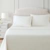 imageMartha Stewart  Queen Size Sheet Set Crisp amp Tailored Sheets with a Smooth Cotton Percale Feel  Striped Bed Sheets with Matching Pillowcases amp Fitted Sheet Leaf Stripe PinkDottie Stripe Yellow