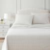 imageMartha Stewart  Queen Size Sheet Set Crisp amp Tailored Sheets with a Smooth Cotton Percale Feel  Striped Bed Sheets with Matching Pillowcases amp Fitted Sheet Leaf Stripe PinkGingham Beige