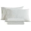 imageMartha Stewart  Queen Size Sheet Set Crisp amp Tailored Sheets with a Smooth Cotton Percale Feel  Striped Bed Sheets with Matching Pillowcases amp Fitted Sheet Leaf Stripe PinkDitsy Vine Green