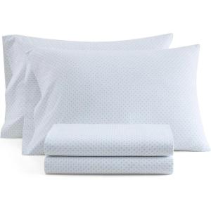 imageMartha Stewart  Queen Size Sheet Set Crisp amp Tailored Sheets with a Smooth Cotton Percale Feel  Striped Bed Sheets with Matching Pillowcases amp Fitted Sheet Leaf Stripe PinkPolka Dot Blue