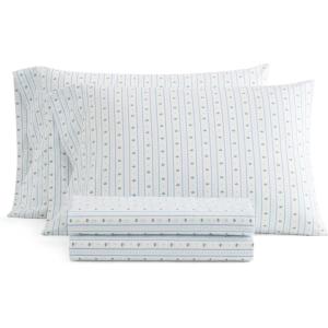 imageMartha Stewart  Queen Size Sheet Set Crisp amp Tailored Sheets with a Smooth Cotton Percale Feel  Striped Bed Sheets with Matching Pillowcases amp Fitted Sheet Leaf Stripe PinkFloral Stripe Blue