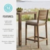 image:imageMartha Stewart Bedford 3 Piece Bar Height Indoor Outdoor Aluminum Patio Set 355 Square Slat Top Table 2 Stools Gray Brushed Woodgrain Finish Gray Seat CushionsBrown