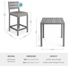 image:imageMartha Stewart Bedford 3 Piece Bar Height Indoor Outdoor Aluminum Patio Set 355 Square Slat Top Table 2 Stools Gray Brushed Woodgrain Finish Gray Seat CushionsGrey