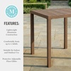 image:imageMartha Stewart Bedford 355 Square Bar Height Patio Table with Trestle Base IndoorOutdoor Aluminum Dining Table with Seating for 4 Brushed Gray Woodgrain FinishBrown