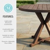 image:imageMartha Stewart Bedford 36 Round IndoorOutdoor Aluminum Patio Dining Table with Trestle Base Accommodates up to 4 Adults Brushed Gray Woodgrain FinishBrown