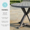 image:imageMartha Stewart Bedford 36 Round IndoorOutdoor Aluminum Patio Dining Table with Trestle Base Accommodates up to 4 Adults Brushed Gray Woodgrain FinishGrey