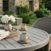 image:imageMartha Stewart Bedford 36 Round IndoorOutdoor Aluminum Patio Dining Table with Trestle Base Accommodates up to 4 Adults Brushed Gray Woodgrain FinishGrey