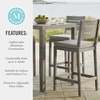 image:imageMartha Stewart Bedford 5 Piece Bar Height Indoor Outdoor Aluminum Patio Set 355 Square Slat Top Table 4 Stools Gray Brushed Woodgrain Finish Gray Seat CushionsGrey