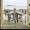 image:imageMartha Stewart Bedford 5 Piece Bar Height Indoor Outdoor Aluminum Patio Set 355 Square Slat Top Table 4 Stools Gray Brushed Woodgrain Finish Gray Seat CushionsGrey