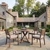 image:imageMartha Stewart Bedford 5 Piece Indoor Outdoor Aluminum Patio Set 36 Round Trestle Base Table 4 Stackable Armchairs Gray Brushed Woodgrain Gray Seat CushionsBrown