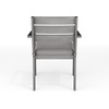 image:imageMartha Stewart Bedford 5 Piece Indoor Outdoor Aluminum Patio Set 36 Round Trestle Base Table 4 Stackable Armchairs Gray Brushed Woodgrain Gray Seat CushionsGrey