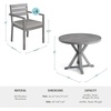 image:imageMartha Stewart Bedford 5 Piece Indoor Outdoor Aluminum Patio Set 36 Round Trestle Base Table 4 Stackable Armchairs Gray Brushed Woodgrain Gray Seat CushionsGrey