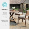 image:imageMartha Stewart Bedford 5 Piece Indoor Outdoor Aluminum Patio Set 36 Round Trestle Base Table 4 Stackable Chairs Gray Brushed Woodgrain Gray Seat CushionsBrown