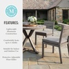 image:imageMartha Stewart Bedford 5 Piece Indoor Outdoor Aluminum Patio Set 36 Round Trestle Base Table 4 Stackable Chairs Gray Brushed Woodgrain Gray Seat CushionsGrey