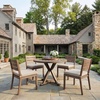 image:imageMartha Stewart Bedford 5 Piece Indoor Outdoor Aluminum Patio Set 36 Round Trestle Base Table 4 Stackable Chairs Gray Brushed Woodgrain Gray Seat CushionsBrown