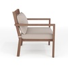 image:imageMartha Stewart Bedford IndoorOutdoor Aluminum Patio Accent Chairs with Brushed Woodgrain Finish in Brown and Cream AllWeather Cushions Set of 2Brown