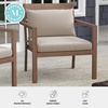image:imageMartha Stewart Bedford IndoorOutdoor Aluminum Patio Accent Chairs with Brushed Woodgrain Finish in Brown and Cream AllWeather Cushions Set of 2Brown