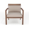 image:imageMartha Stewart Bedford IndoorOutdoor Aluminum Patio Accent Chairs with Brushed Woodgrain Finish in Brown and Cream AllWeather Cushions Set of 2Brown
