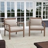image:imageMartha Stewart Bedford IndoorOutdoor Aluminum Patio Accent Chairs with Brushed Woodgrain Finish in Brown and Cream AllWeather Cushions Set of 2Brown