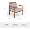 image:imageMartha Stewart Bedford IndoorOutdoor Aluminum Patio Accent Chairs with Brushed Woodgrain Finish in Brown and Cream AllWeather Cushions Set of 2Brown