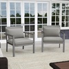 image:imageMartha Stewart Bedford IndoorOutdoor Aluminum Patio Accent Chairs with Brushed Woodgrain Finish in Brown and Cream AllWeather Cushions Set of 2Grey