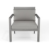 image:imageMartha Stewart Bedford IndoorOutdoor Aluminum Patio Accent Chairs with Brushed Woodgrain Finish in Brown and Cream AllWeather Cushions Set of 2Grey