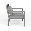 image:imageMartha Stewart Bedford IndoorOutdoor Aluminum Patio Accent Chairs with Brushed Woodgrain Finish in Brown and Cream AllWeather Cushions Set of 2Grey