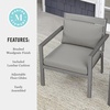 image:imageMartha Stewart Bedford IndoorOutdoor Aluminum Patio Accent Chairs with Brushed Woodgrain Finish in Brown and Cream AllWeather Cushions Set of 2Grey