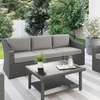 image:imageMartha Stewart Bedford IndoorOutdoor Modular Patio Sofa for 3 with Rattan Wicker Finish in Brown with Tan AllWeather CushionsGray CushionsGray Frame